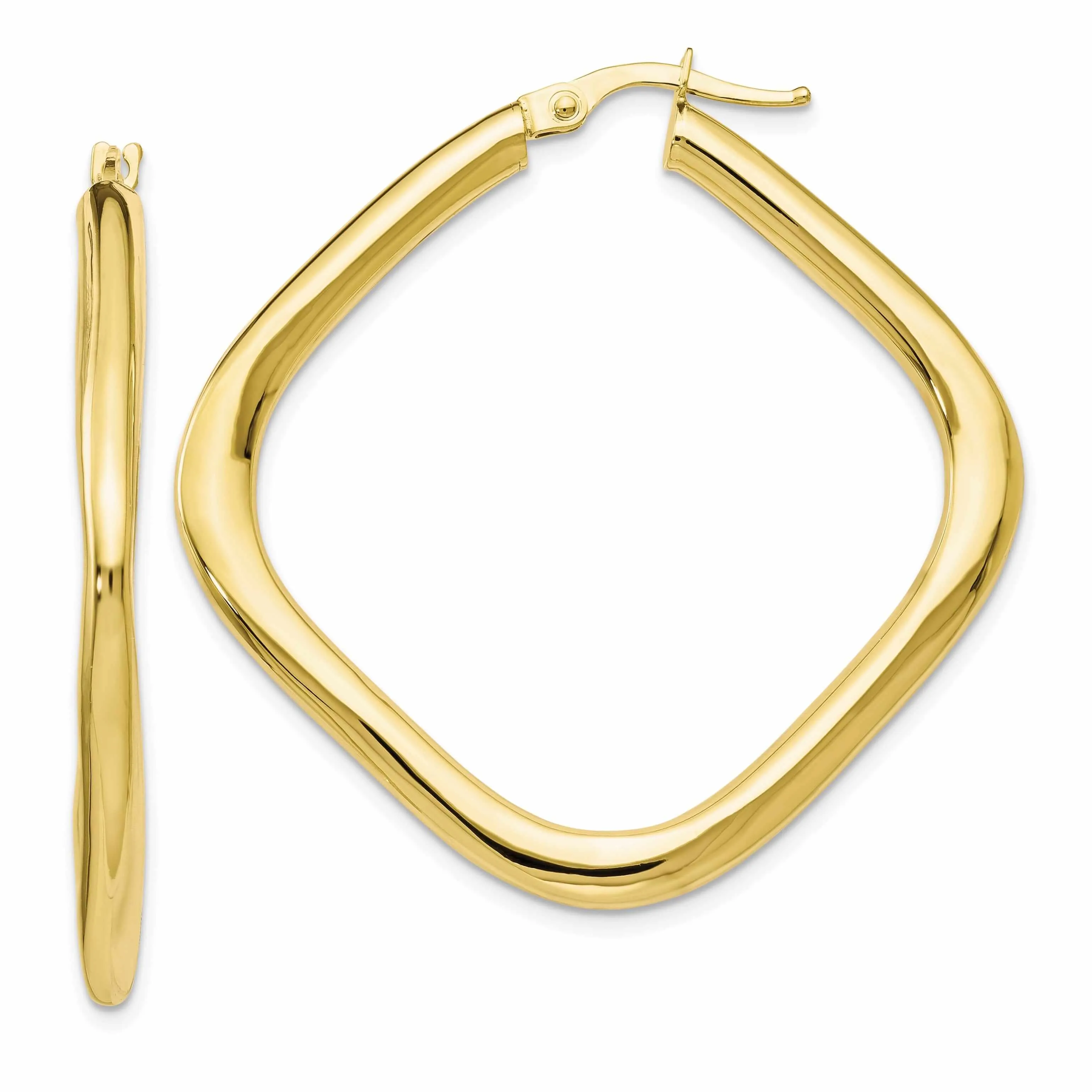 10kt Yellow Gold Large Square Hoop Earrings