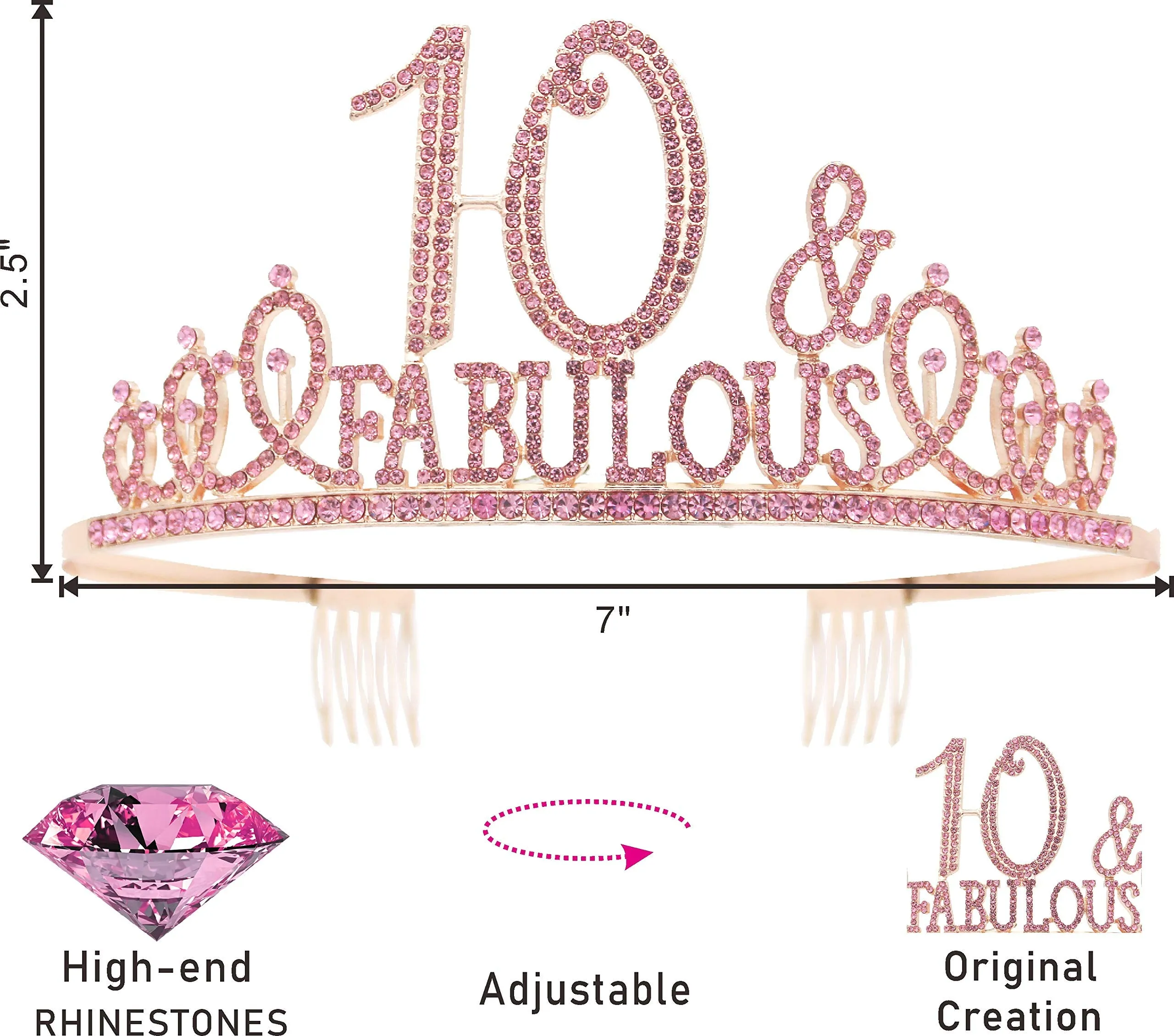 10th Birthday, 10th Birthday Tiara Pink, 10th Birthday Decorations for Girls, 10th