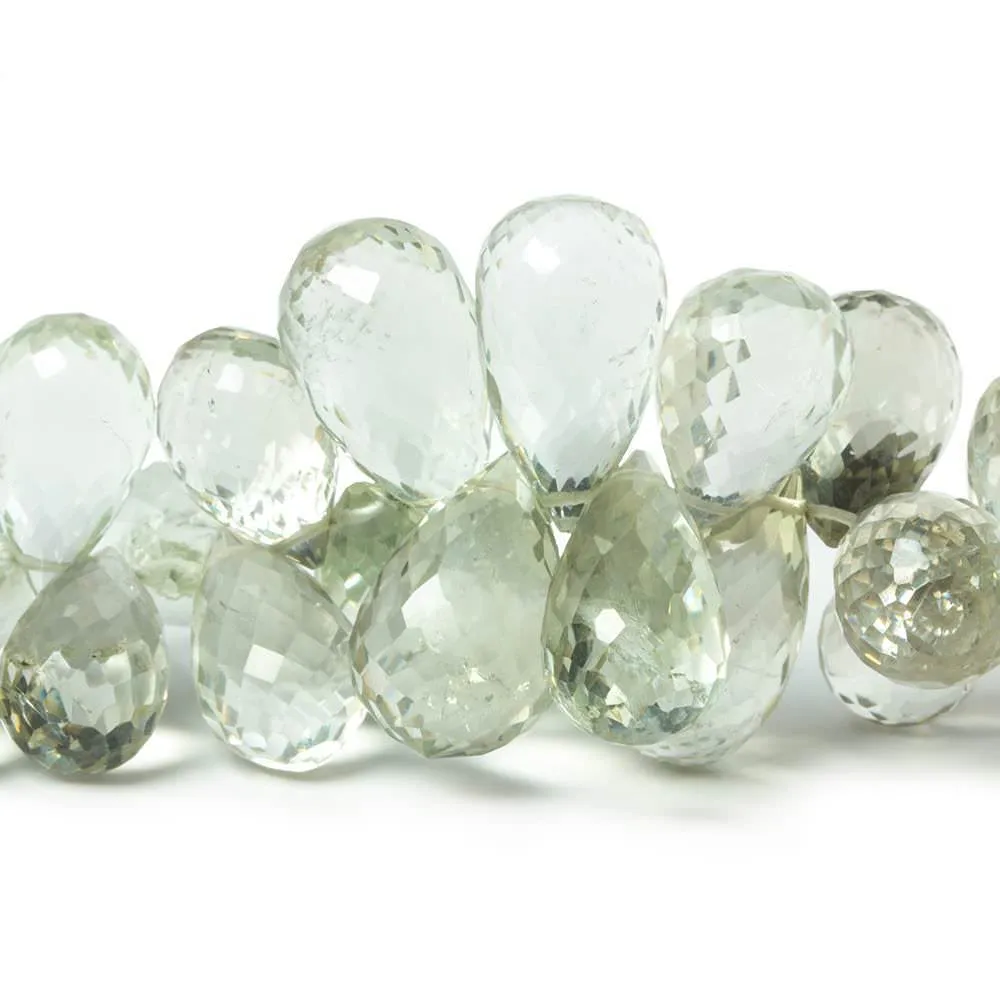 10x6mm-17x10mm Prasiolite Faceted Tear Drop Beads 9.5 inch 75 pieces AAA