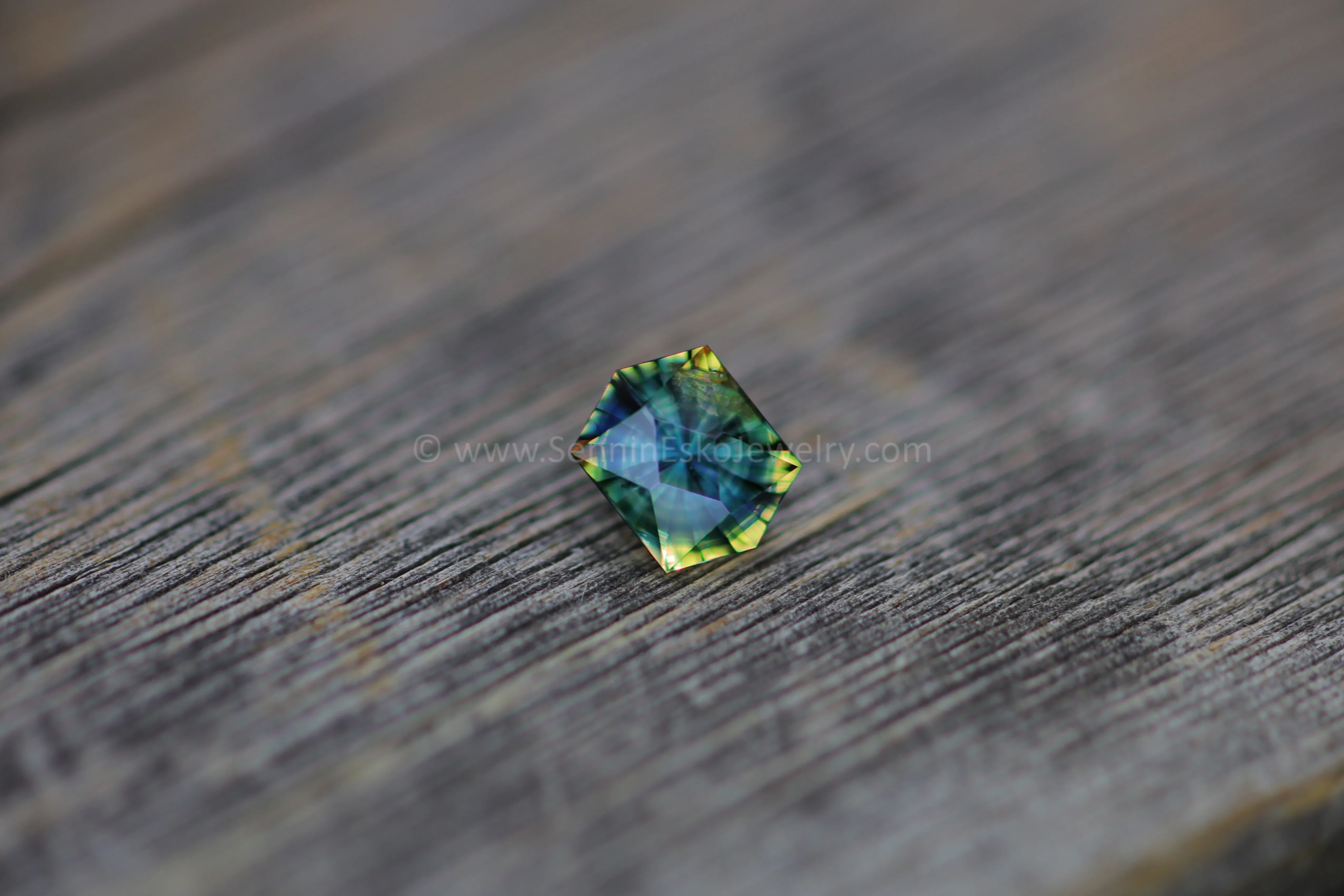 1.1 Carat Blue/Yellow Sapphire Hexagon -  6.9x5.3mm - Galaxy Cut