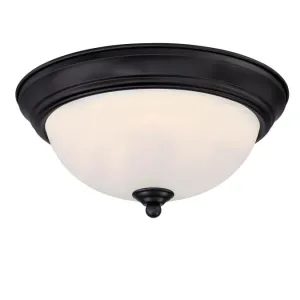 11-Inch 15-Watt LED Indoor Flush Mount Ceiling Fixture, Matte Black Finish, Frosted Shade