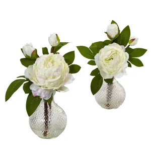 11” Peony with Vase (Set of 2)