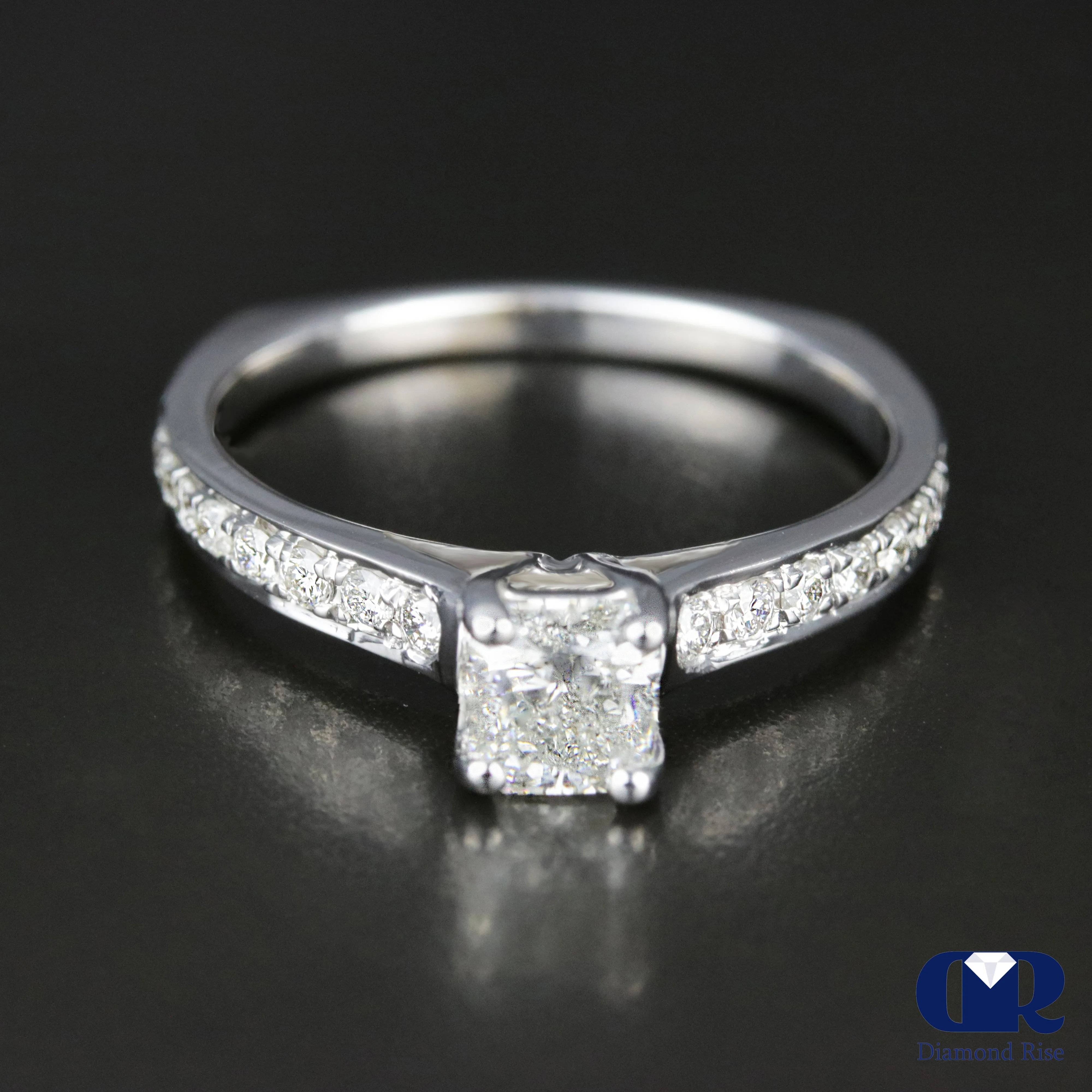 1.10 Carat Cushion Cut Diamond Engagement Ring In 14K White Gold