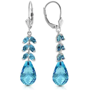 11.2 Carat 14K Solid White Gold Taken Blue Topaz Earrings