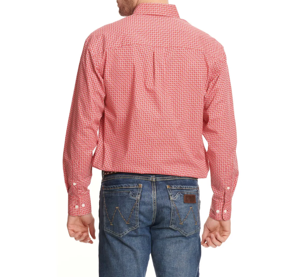 112324791- Wrangler Men's Relaxed Fit Button-Up Shirt- Red