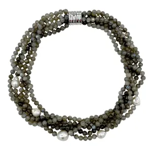 115-07 | 5-STRAND LABRADORITE & PEARL CHOKER