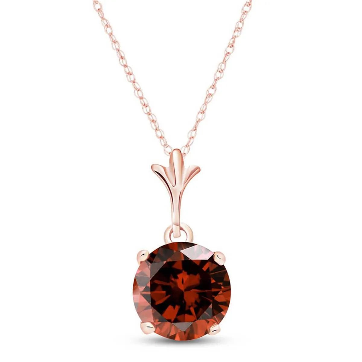 1.15 Carat 14K Solid Rose Gold Single Round Garnet Necklace