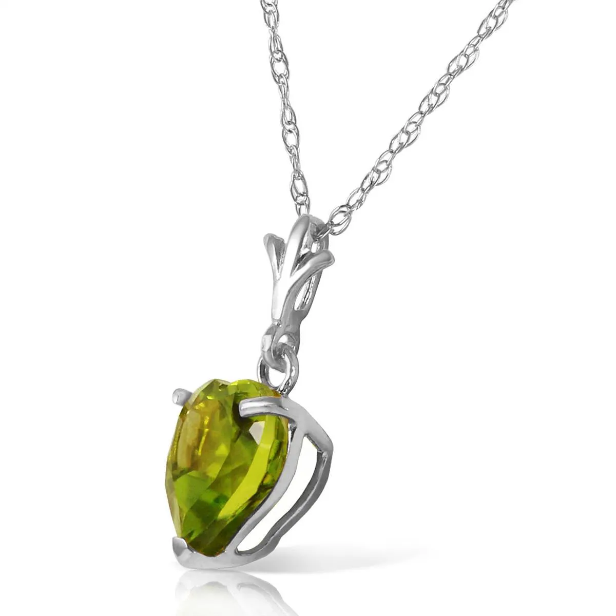 1.15 Carat 14K Solid White Gold Warmer Climate Peridot Necklace