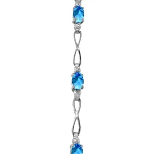 1.16 Carat 14K Solid White Gold Tennis Bracelet Blue Topaz Diamond