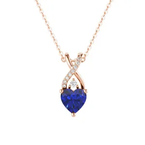 1.16 CT. Solitaire Heart Sapphire and White Sapphire Pendant