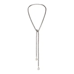 117-01-S | TURKISH SILVER LARIAT W/ 2 WILD PEARLS