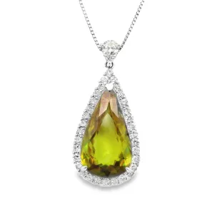 11.89 Carat Sphene Diamond Platinum Drop Pendant