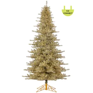 11'Hx74"W Tinsel LED-Lighted Artificial Christmas Tree w/Stand -Platinum