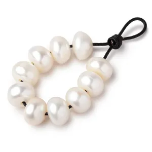 11x8-12x9mm Creamy White Large Hole Button Pearls 10 pieces