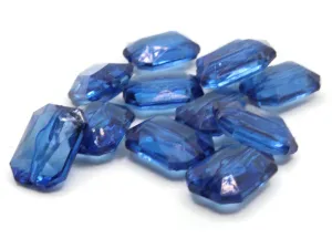 12 18mm Blue Acrylic Gems - Rectangle Jewel Beads