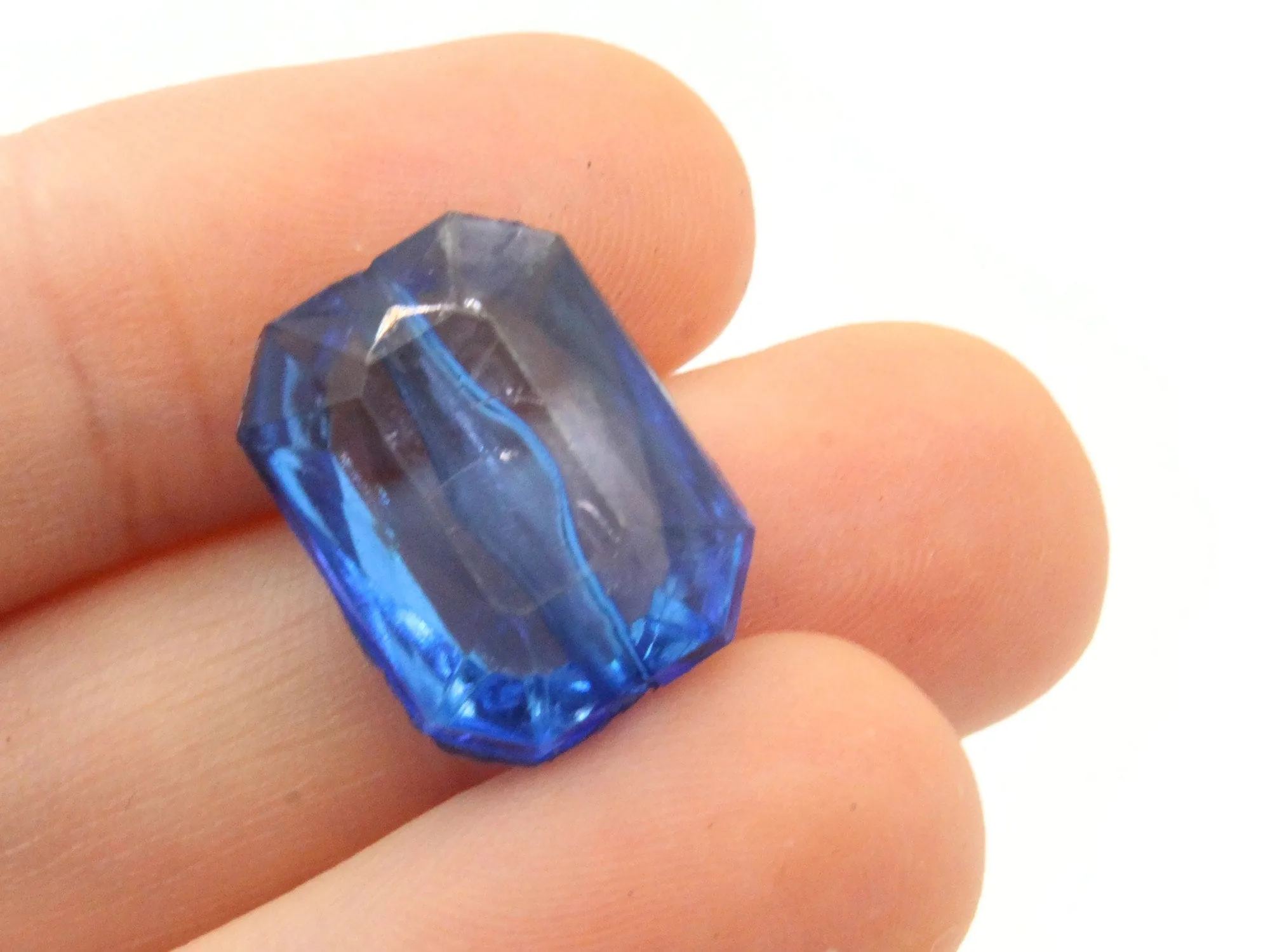 12 18mm Blue Acrylic Gems - Rectangle Jewel Beads