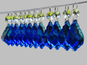 12 Blue Leaf 50 mm 2" Chandelier UK Crystals Drops Beads Droplets Hanging Decorations Parts