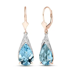 12 Carat 14K Solid Rose Gold Ocean Blue Topaz Earrings