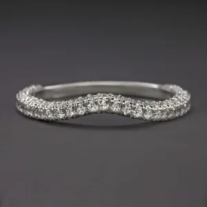 1/2 CARAT DIAMOND CONTOUR WEDDING BAND CURVE 3/4 ETERNITY 14k WHITE GOLD NATURAL