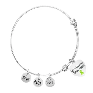 12 Lyme Disease Awareness Retractable Charm Bracelets