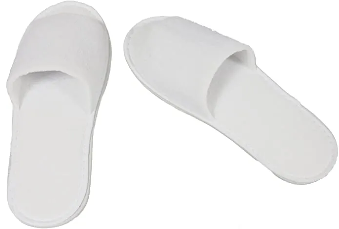 12-Pairs/ Disposable Cotton Spa Slippers - Open Toes