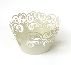 12 pcs Silver Gray Swirl Lace Cupcake Wrappers