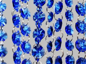 12 Strands Blue 14mm Octagon Chandelier Drops Glass Crystals 2.4m Garland Beads Droplets