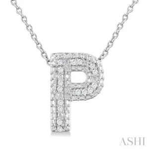 1/20 Ctw Bubble Accent Initial 'P' Round Cut Diamond Fashion Pendant With Chain in Sterling Silver