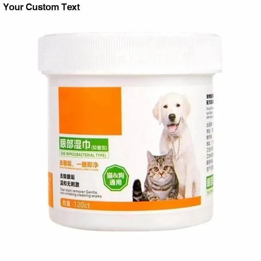 120 Pcs/bottle Pet Round White Tears Stain Wipes