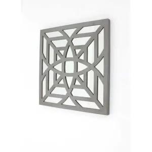 1.25" x 23.25" x 23.25" Gray, Mirrored, Square, Wooden - Wall Decor