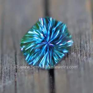 1.28 Carat Blue/Green Sapphire Hexagon -  7.1 x 5.6mm - Galaxy Cut