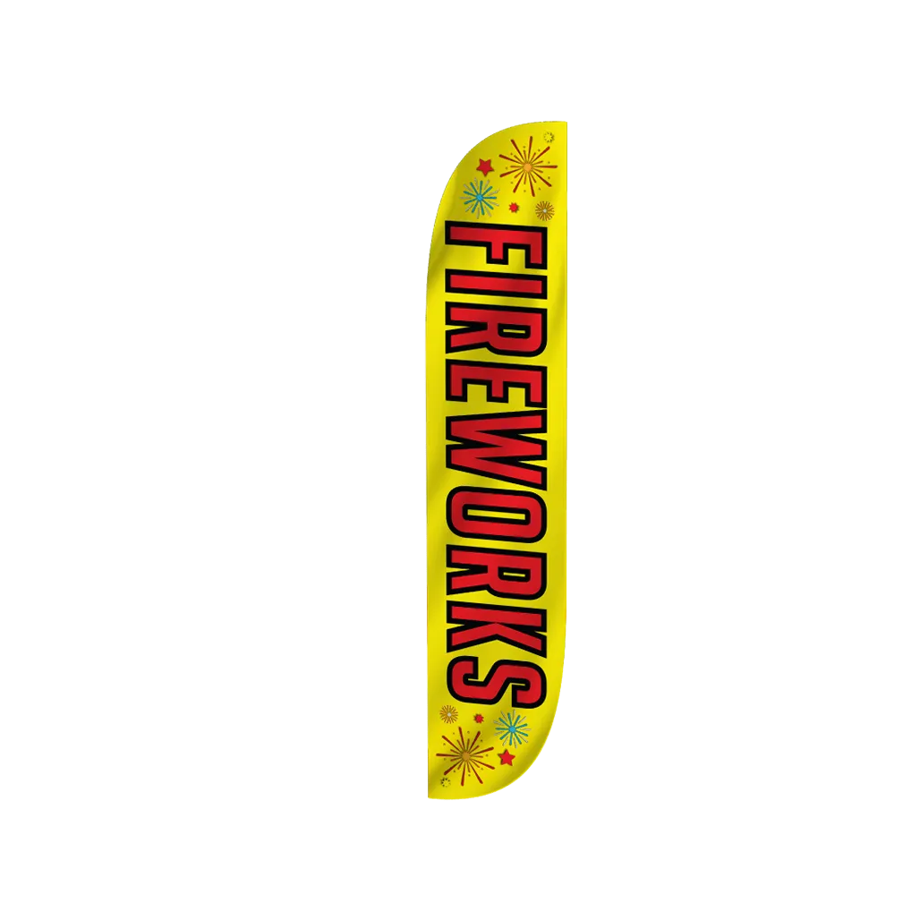 12ft Fireworks Feather Flag Yellow