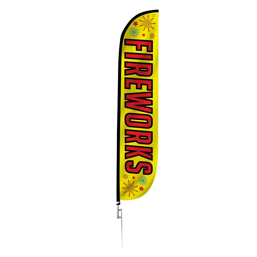 12ft Fireworks Feather Flag Yellow