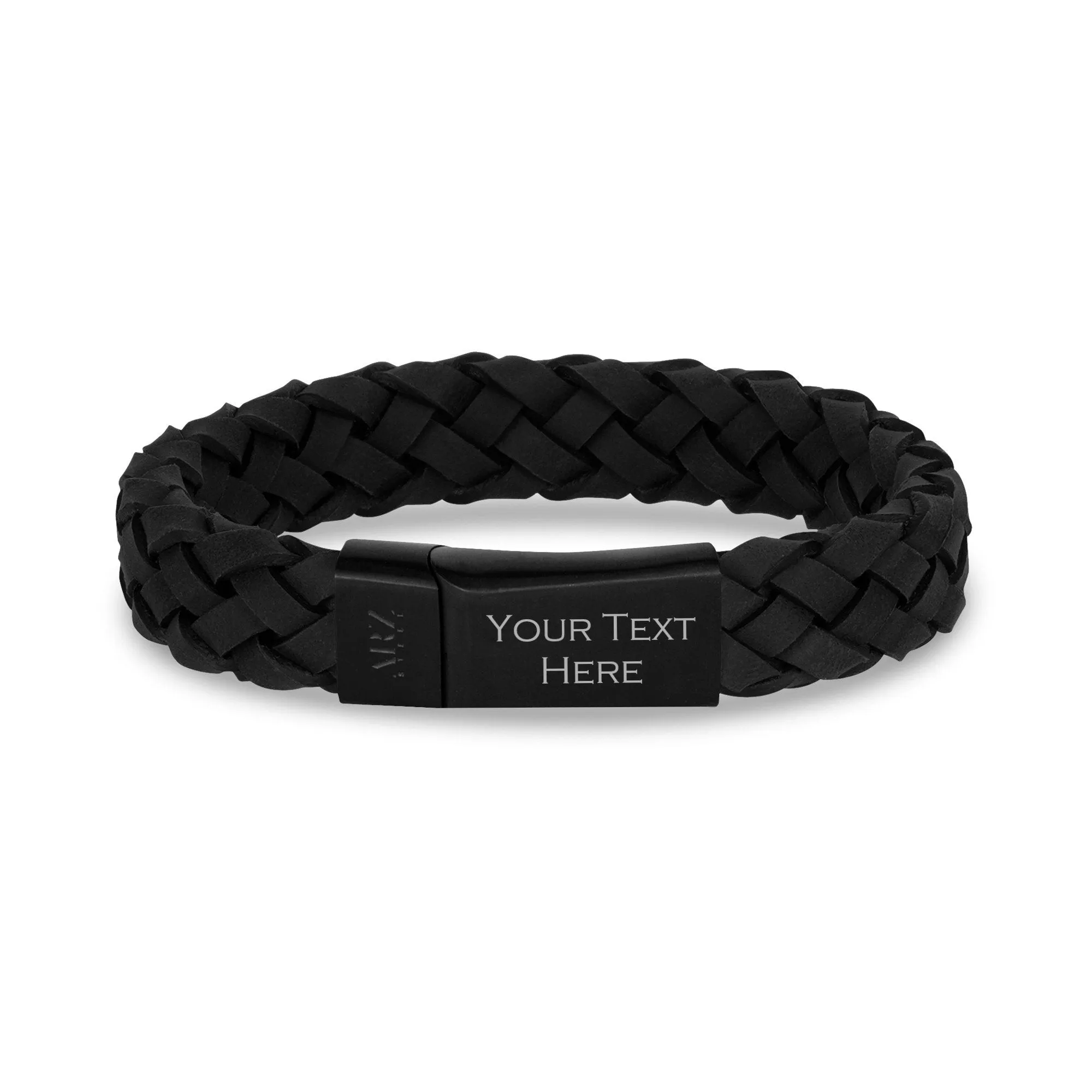 12mm Black Leather Bracelet