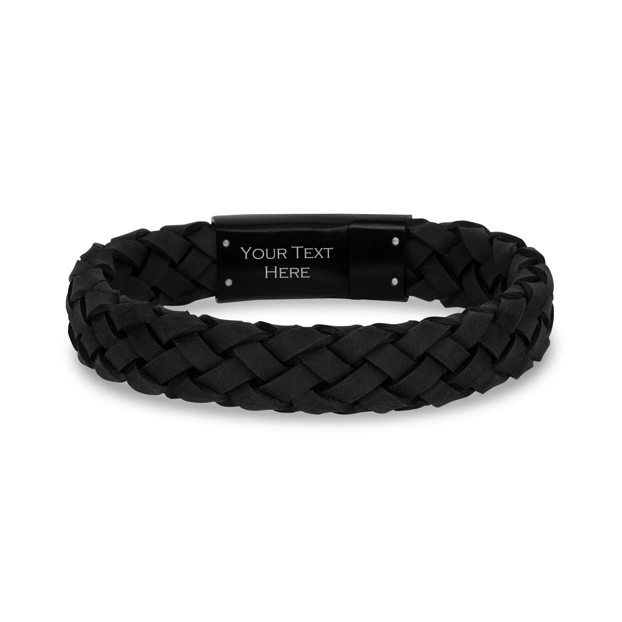 12mm Black Leather Bracelet