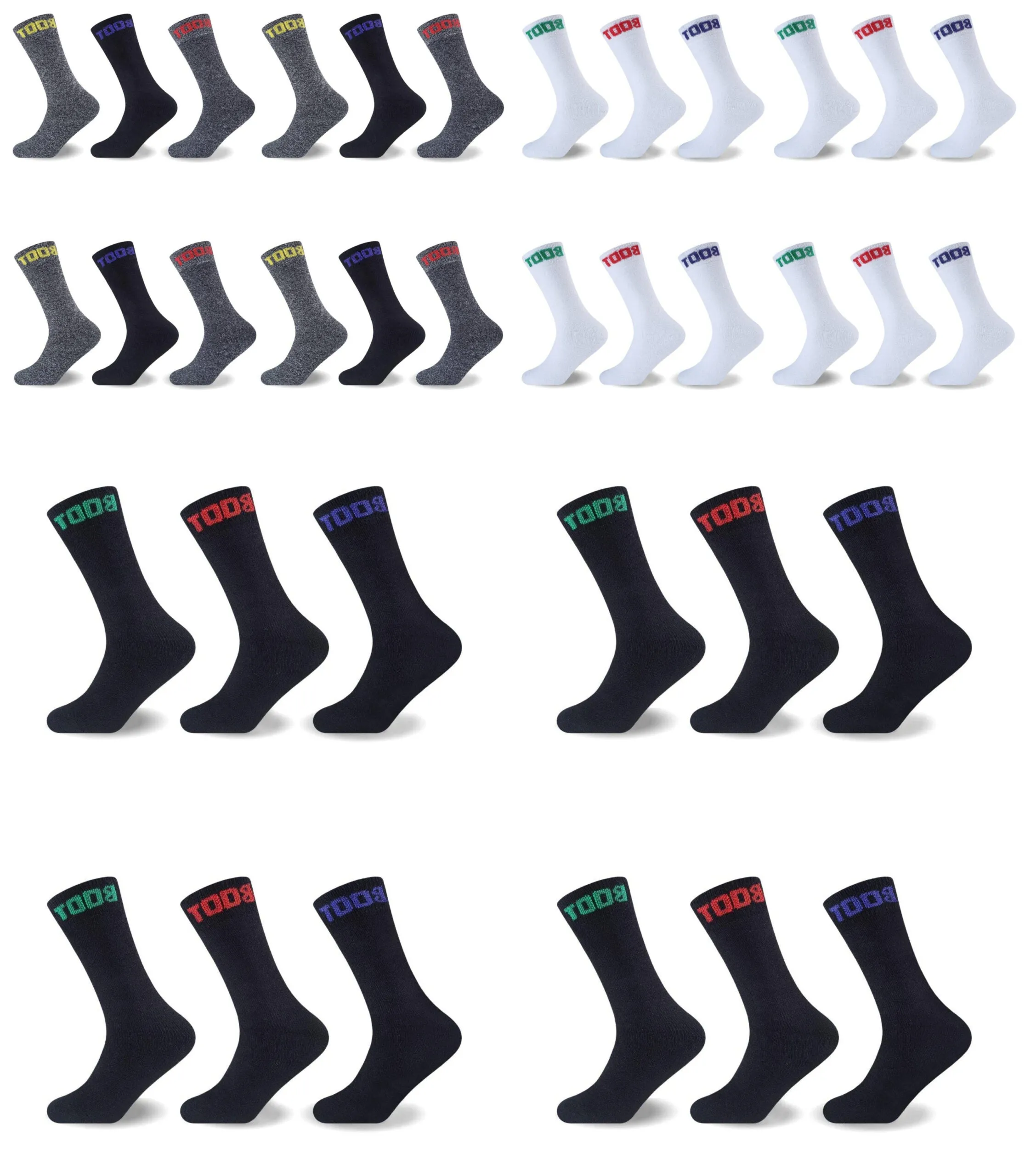 12PK MENS MELANGE BOOT SOCKS