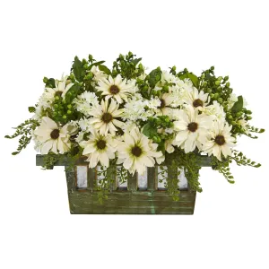 12" Artificial Daisy Arrangement in Decorative Planter