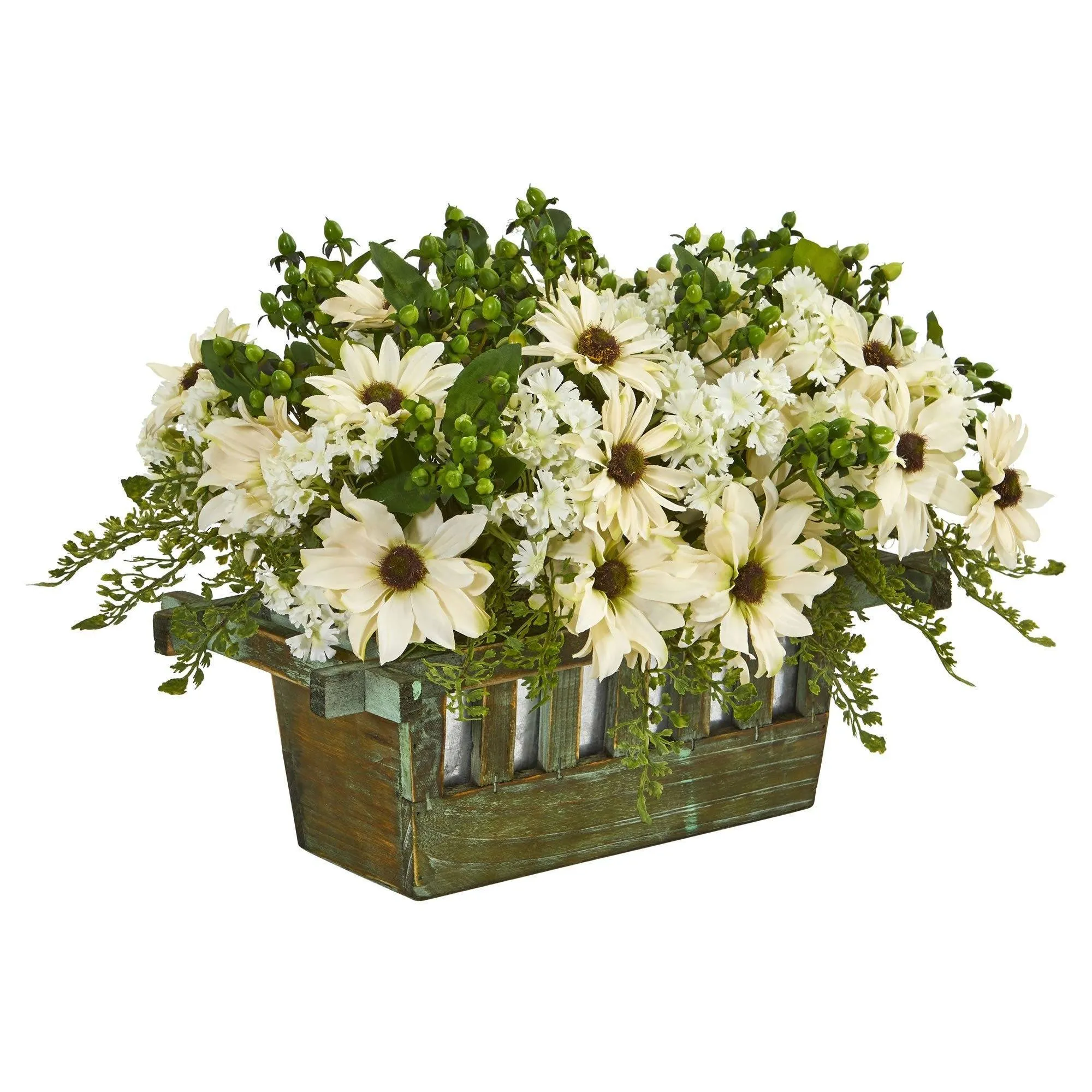 12" Artificial Daisy Arrangement in Decorative Planter