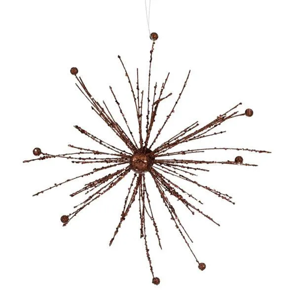 12" Chocolate Brown Glitter Sparkle Starburst Snowflake Christmas Ornament