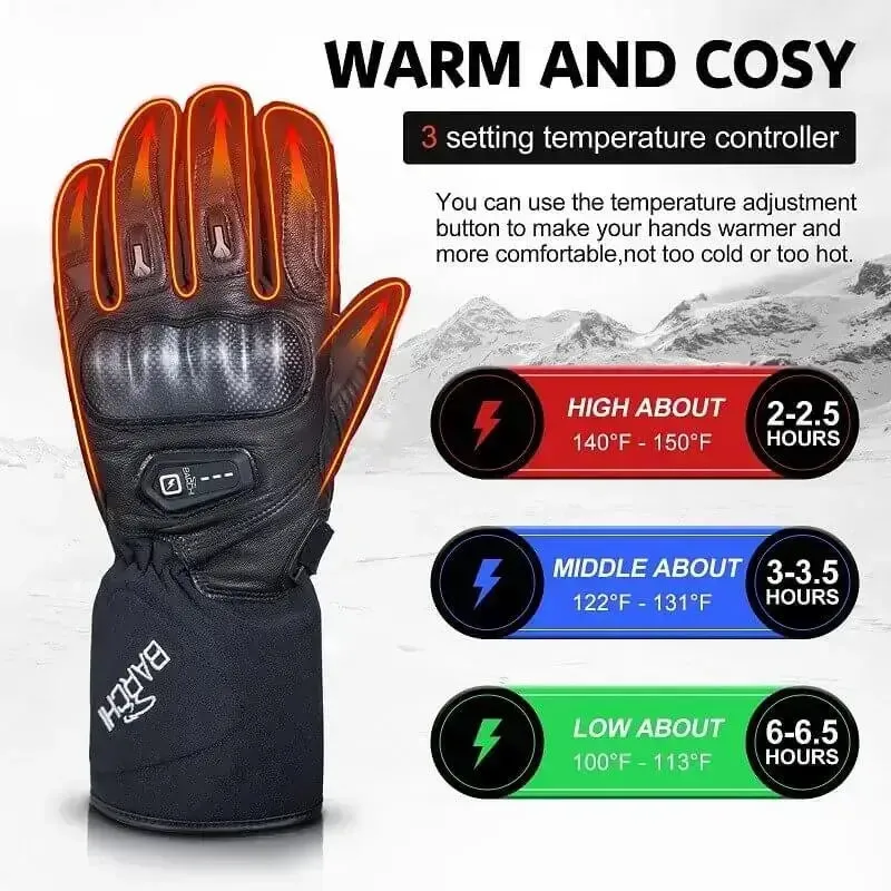 12V Waterproof Heated Motorcycle Gloves