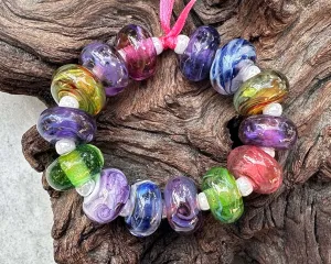 13 Colorful Swirls Lampwork Beads Set SRA