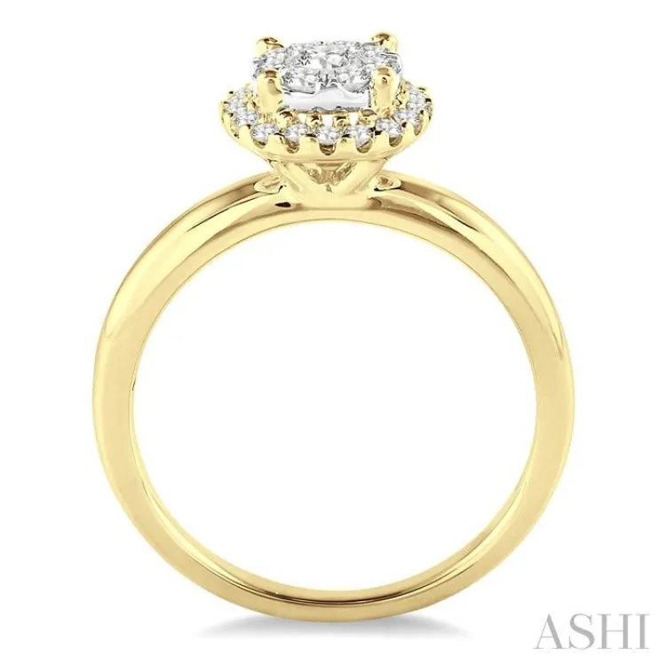 1/3 Ctw Lovebright Round Cut Diamond Engagement Ring in 14K Yellow and White gold