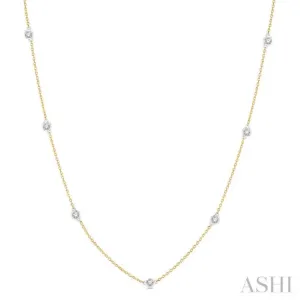 1/3 Ctw Round Cut Diamond Station Necklace in 14K Yellow and White Gold