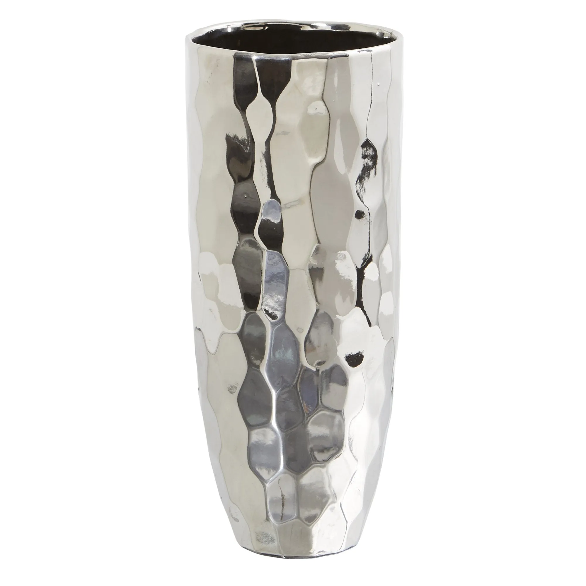 13” Designer Silver Cylinder Vase