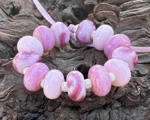 13 Petal Pink Lampwork Beads Mix SRA