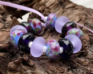 13 Royal Purple Lampwork Beads Set SRA