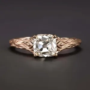 1.31ct OLD MINE CUT DIAMOND ENGAGEMENT RING I-J SI1 ROSE GOLD VINTAGE STYLE