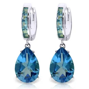 13.2 Carat 14K Solid White Gold Caress Love Blue Topaz Earrings