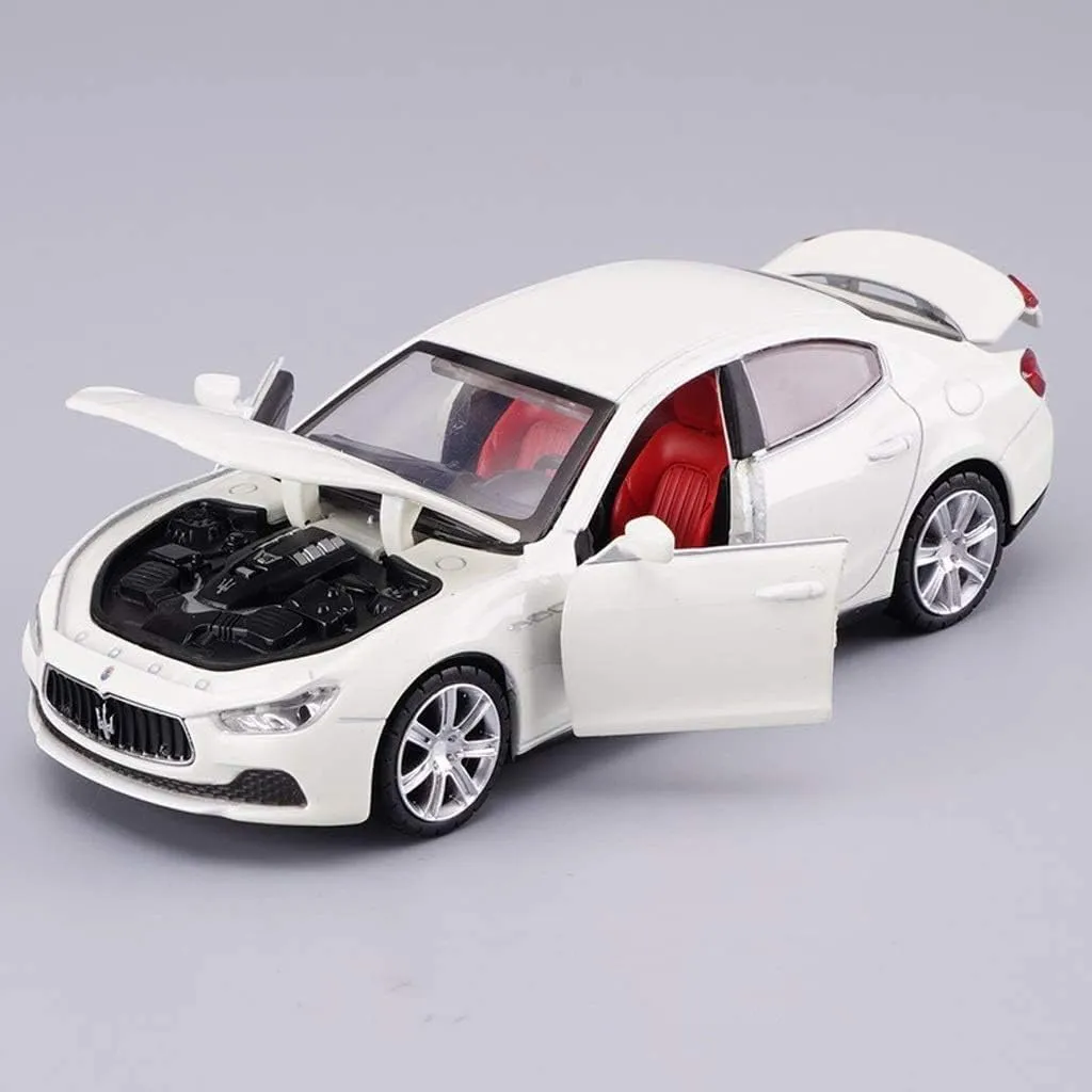 1:32 DIECAST MODEL ALLOY MASERATI QUATTROPORTE METAL PULL BACK CAR WITH SOUND LIGHT, OPENABLE DOORS, TOY VEHICLES FOR KIDS GIFT【COLORS AS PER STOCK】