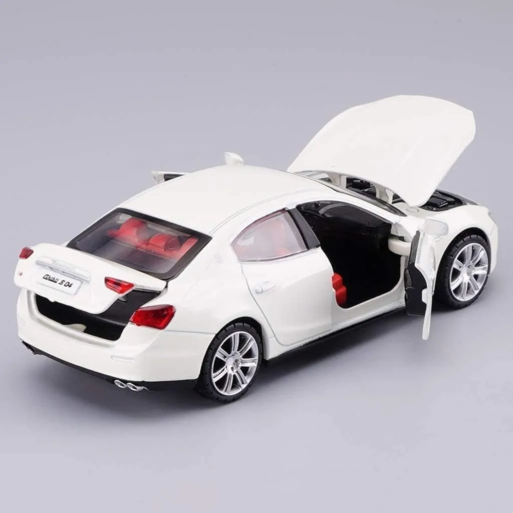 1:32 DIECAST MODEL ALLOY MASERATI QUATTROPORTE METAL PULL BACK CAR WITH SOUND LIGHT, OPENABLE DOORS, TOY VEHICLES FOR KIDS GIFT【COLORS AS PER STOCK】